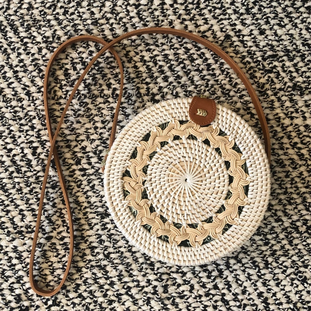 Rattan Bag in White and Cream w/ Lining